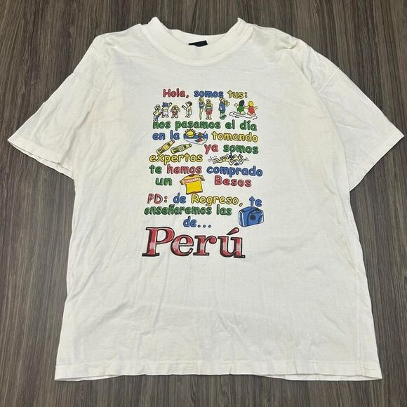 Vintage 90s Visiting Peru Location Tee. Sz L - Picture 1 of 4